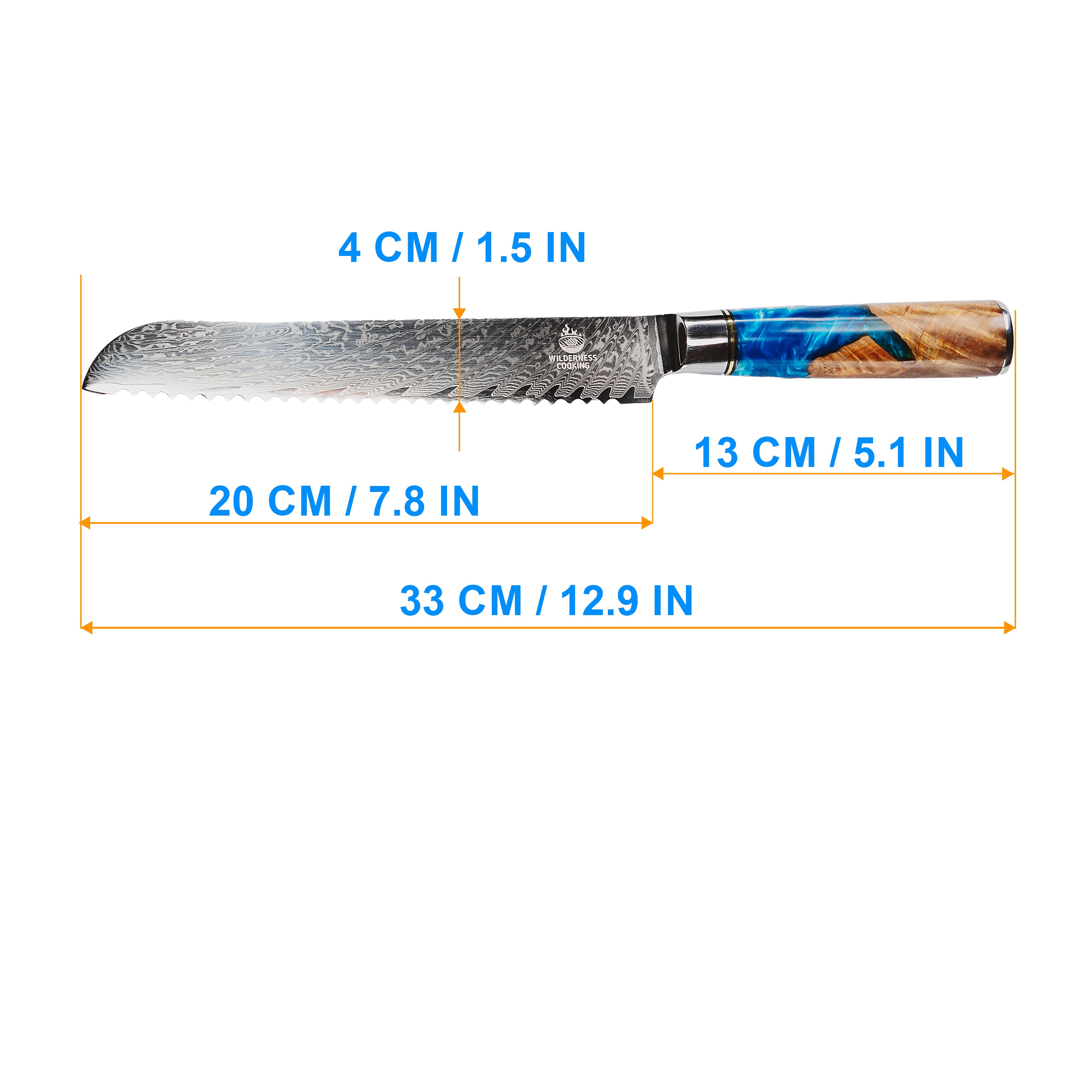 Premium Damaskus Serrated Knife EU