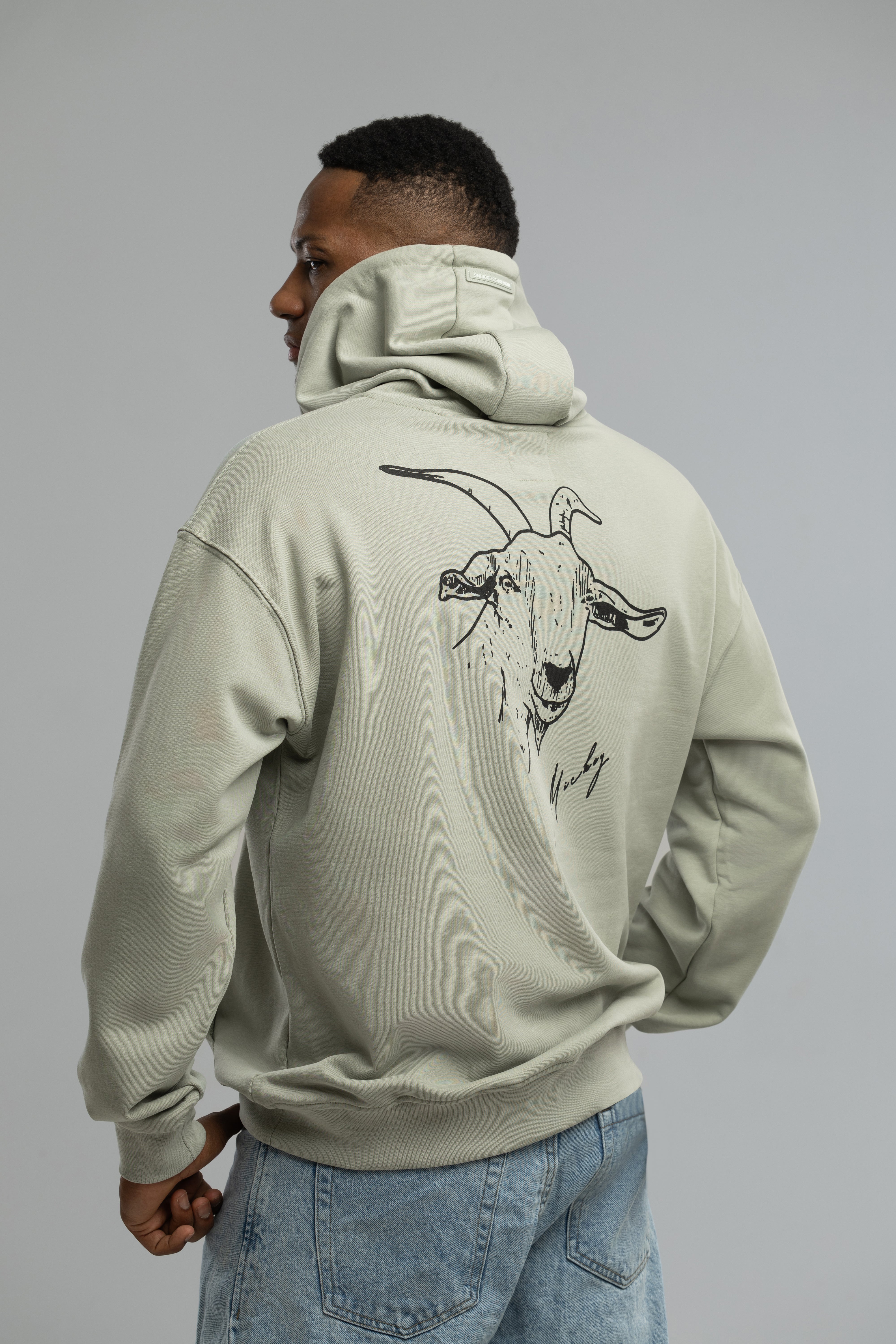 Pure Cotton Grey Hoodie Inspired by Mickey the Goat (Hoodie Gray Mickey Side Logo)