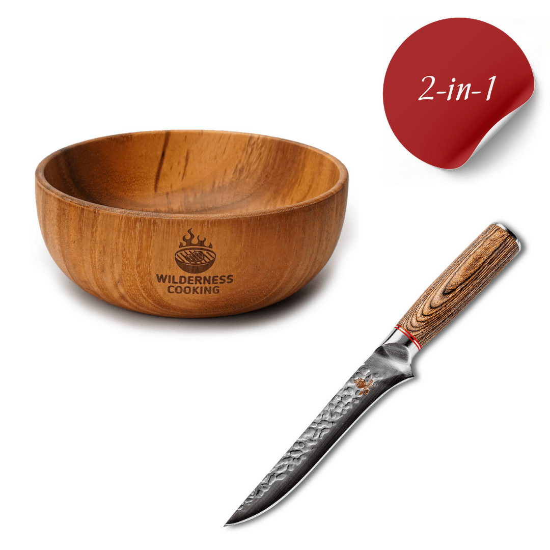 Curved Boning Knife + Small Acacia Wood Bowl - Home&Wild