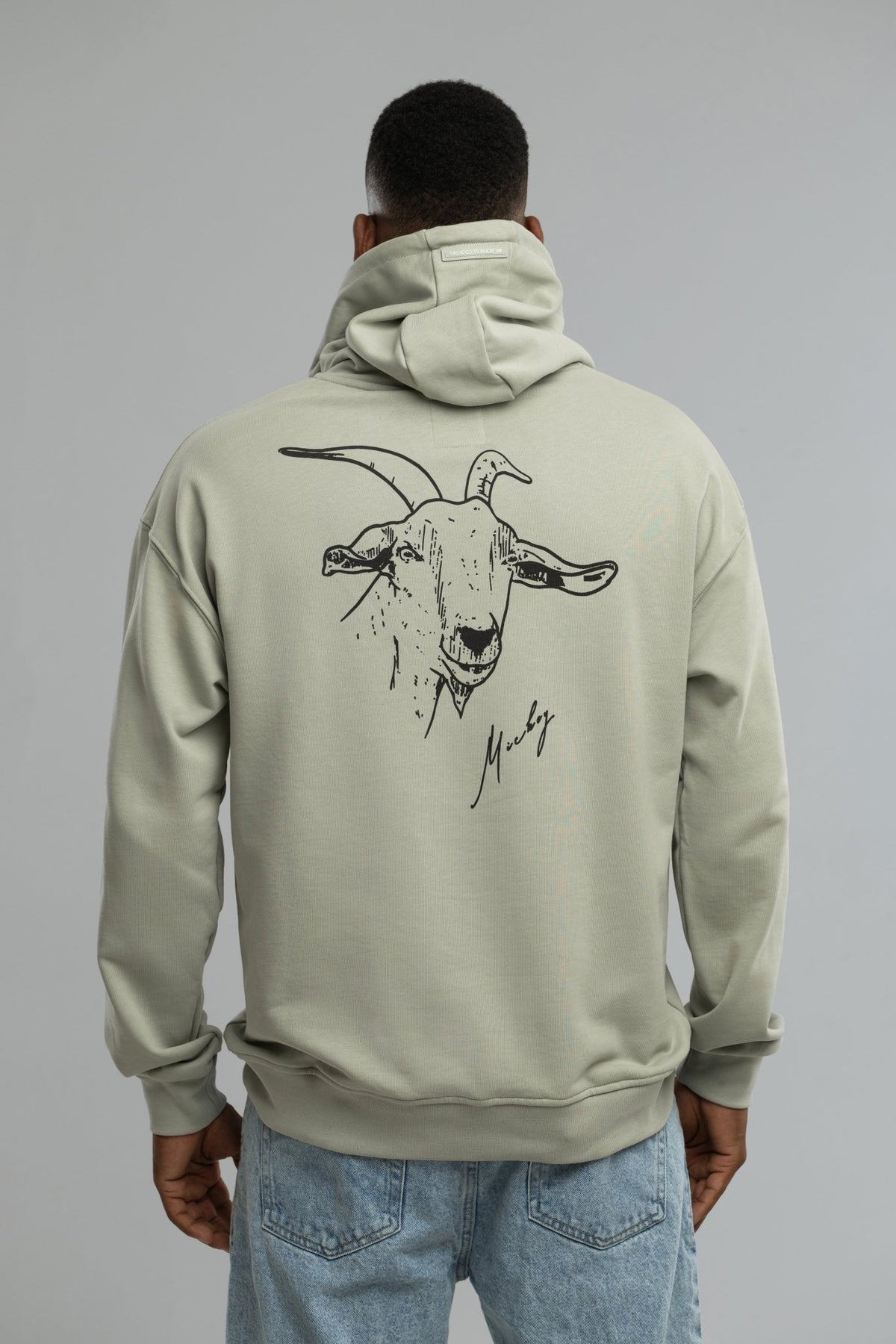 EU Pure Cotton Grey Hoodie Inspired by Mickey the Goat (Hoodie Gray Mickey Side Logo) - Home&Wild