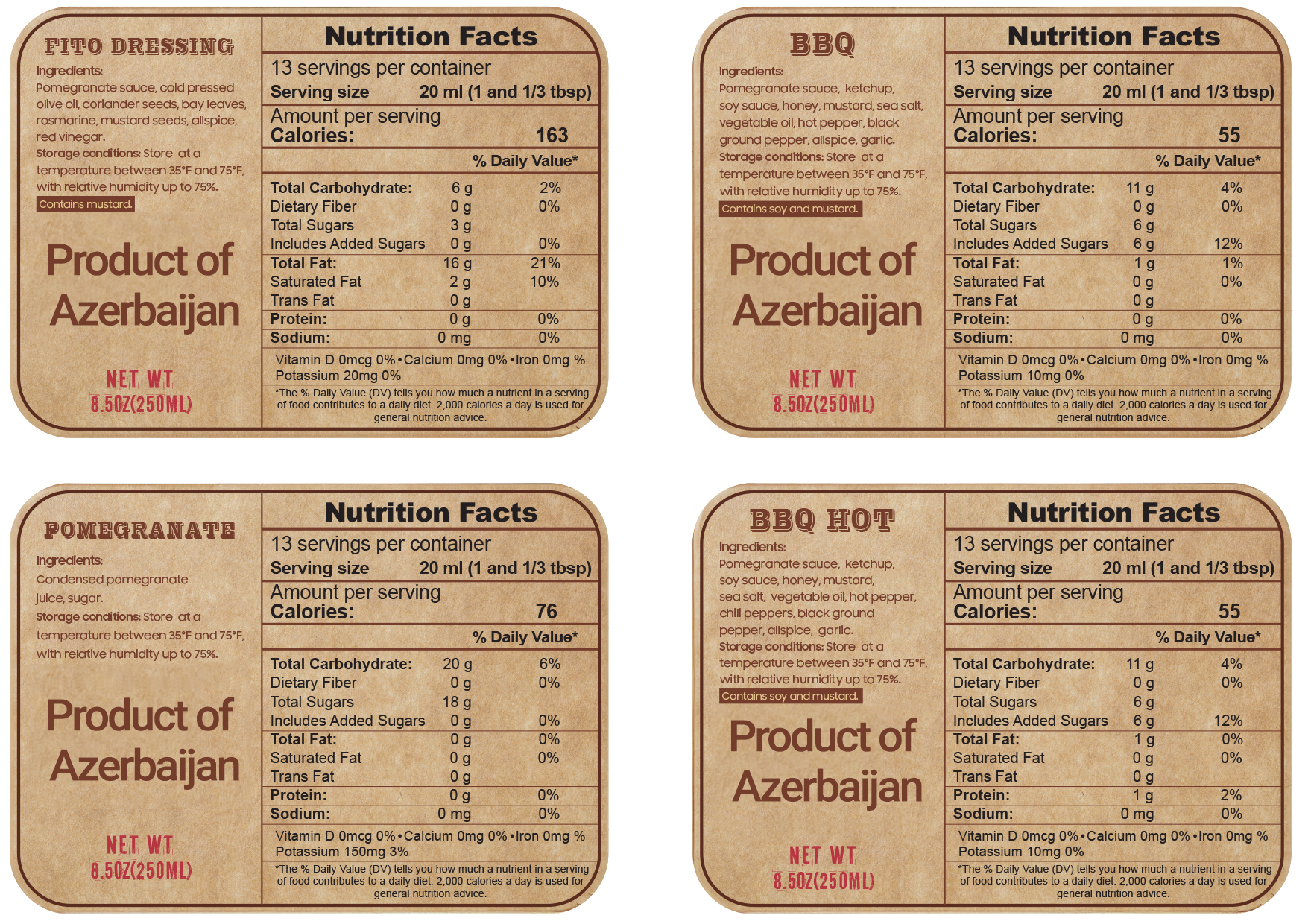 Wilderness Cooking Sauces Set - 4 flavors