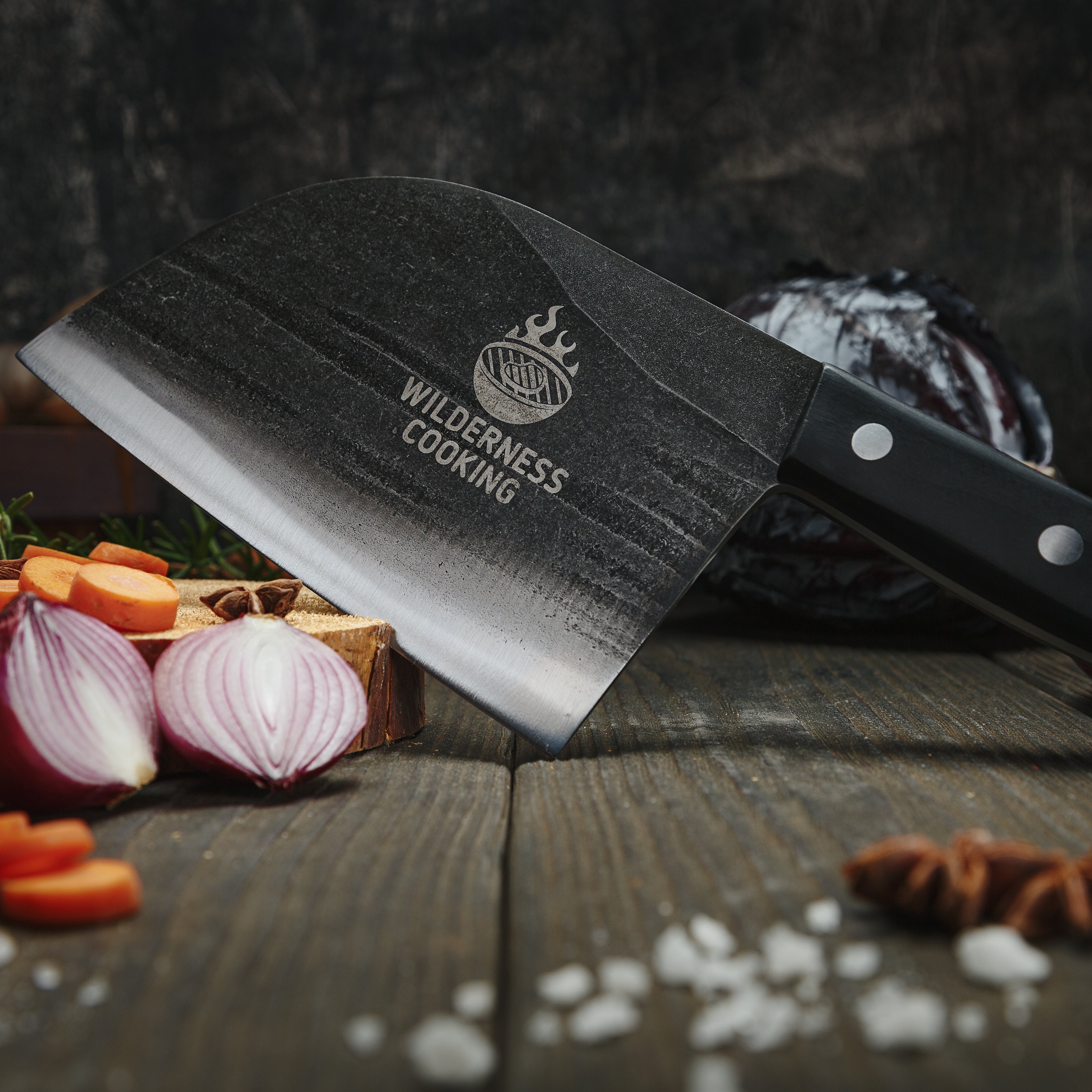 Old Style Cleaver Knife with eco-Leather Sheath