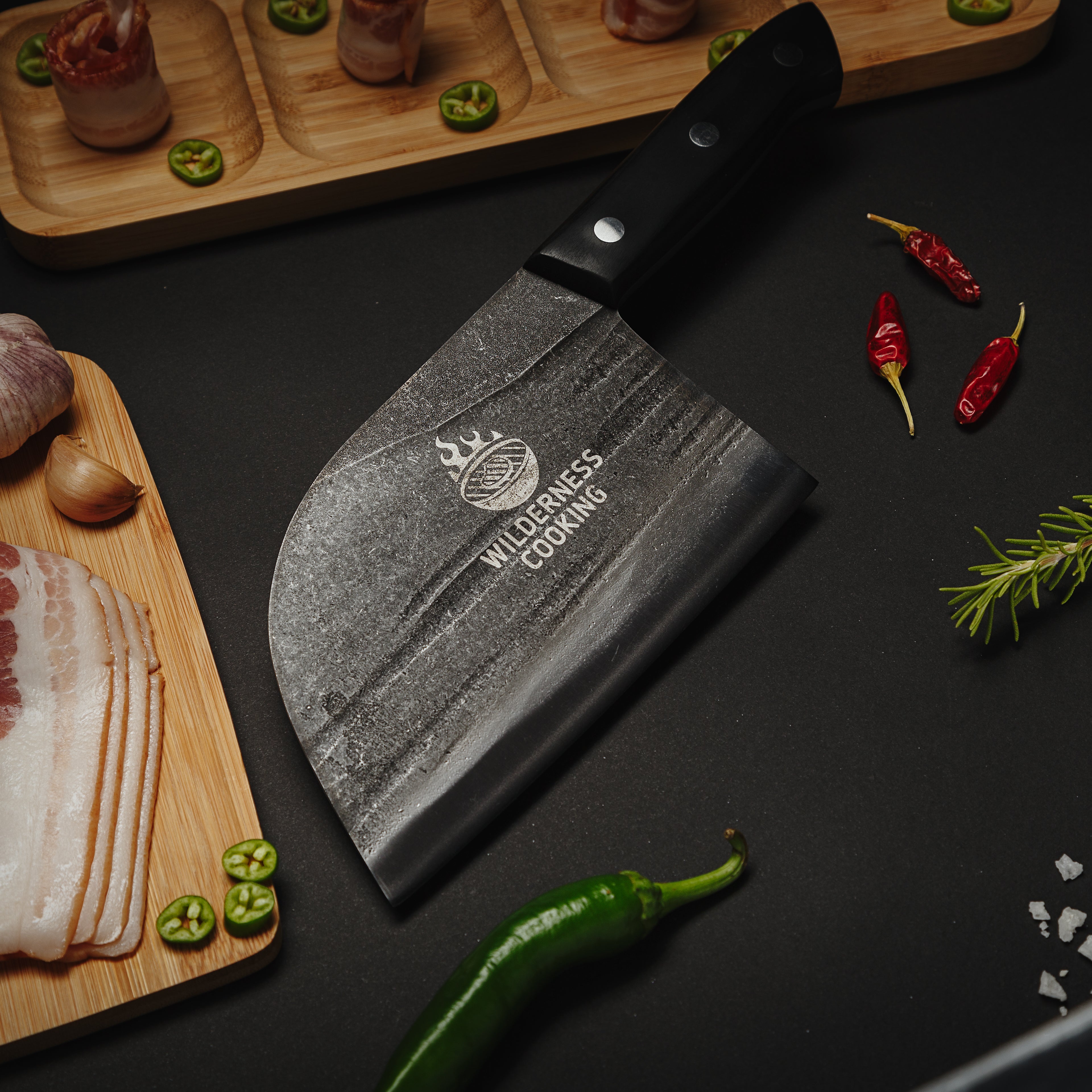 Old Style Cleaver Knife with eco-Leather Sheath