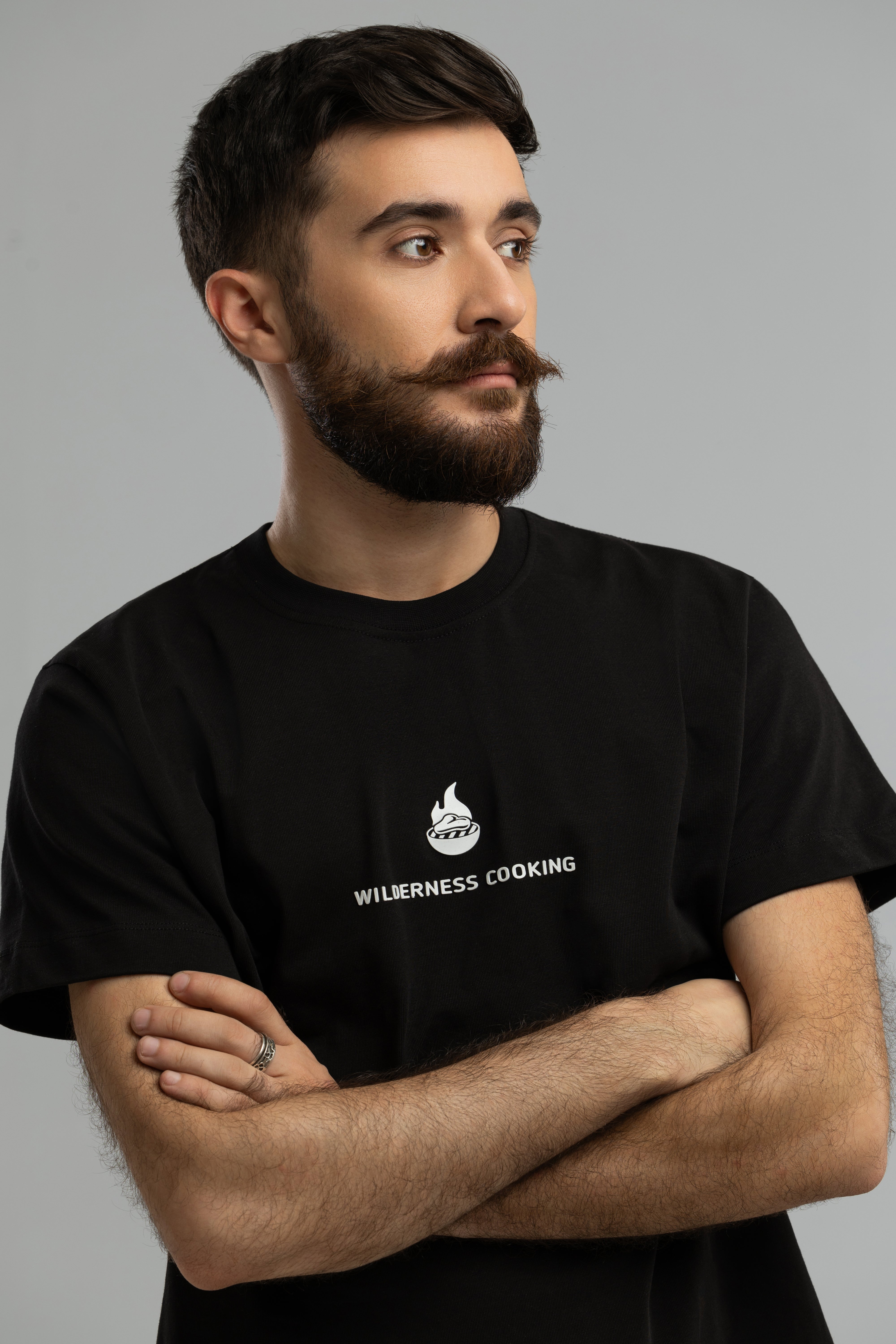 Wilderness Cooking Black T-Shirt Inspired by Mickey the Goat