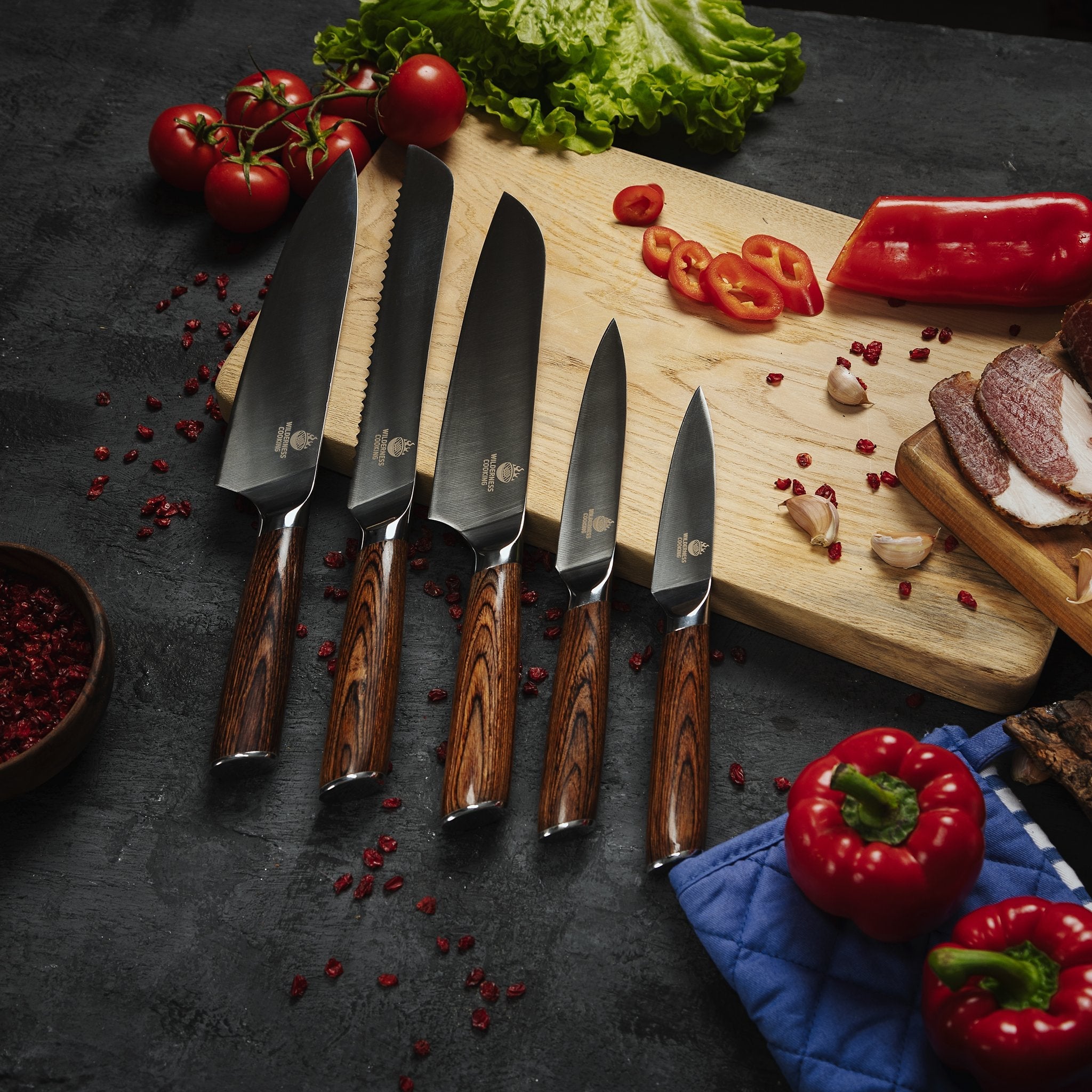 Chef's Edge 5-Piece Knife Set with Magnetic Stand EU - Home&Wild