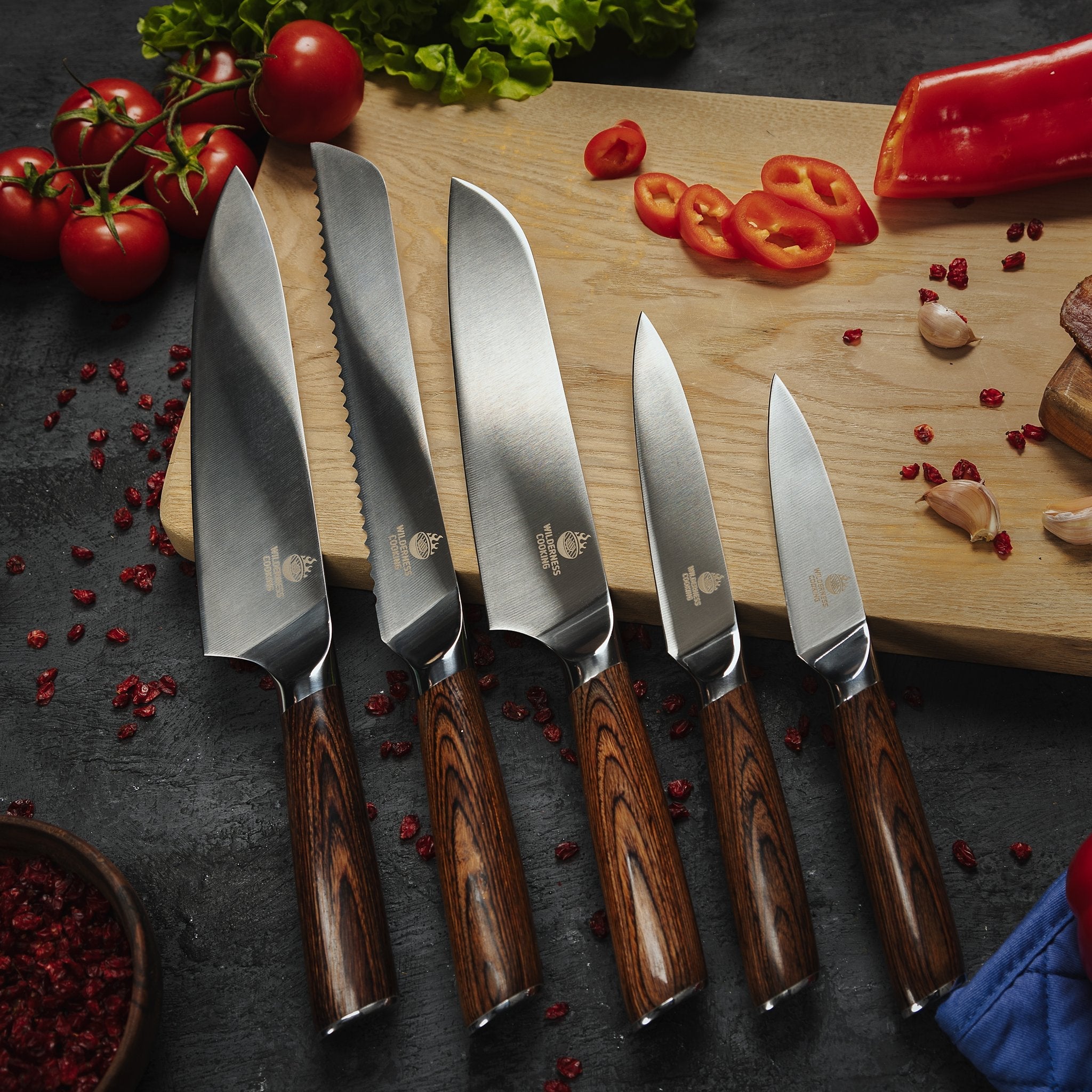 Chef's Edge 5-Piece Knife Set with Magnetic Stand EU - Home&Wild