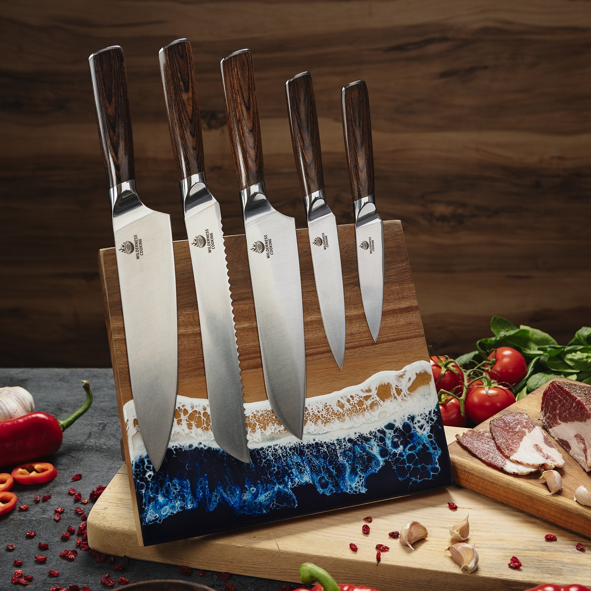 Chef's Edge 5-Piece Knife Set with Magnetic Stand EU - Home&Wild
