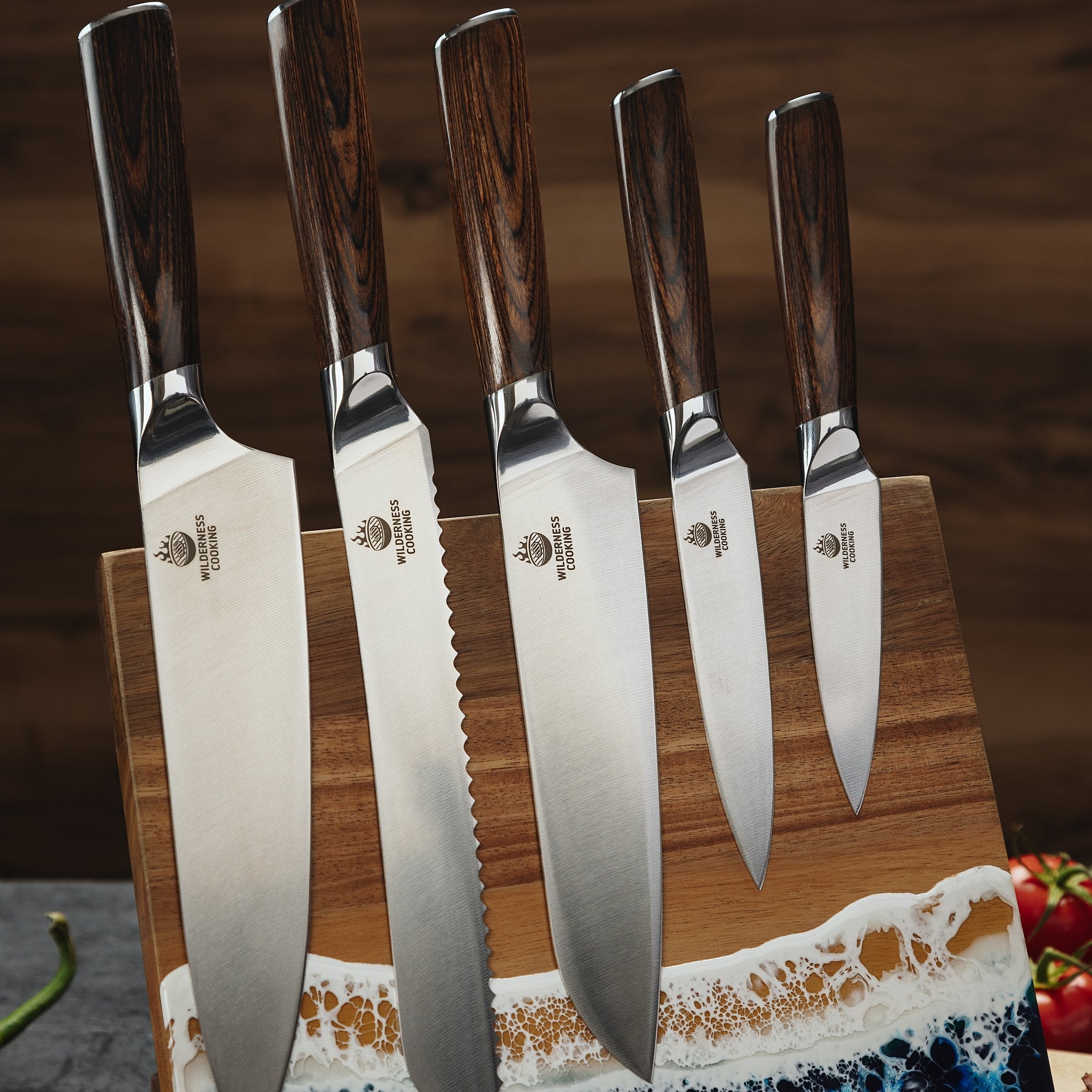 Chef's Edge 5-Piece Knife Set with Magnetic Stand EU - Home&Wild