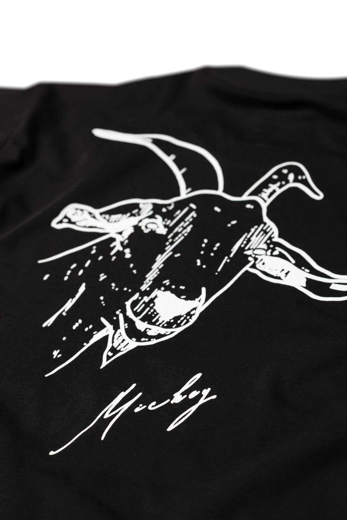 EU Mickey the Goat Inspired Black T-Shirt with Side Wilderness Cooking Logo - Home&Wild