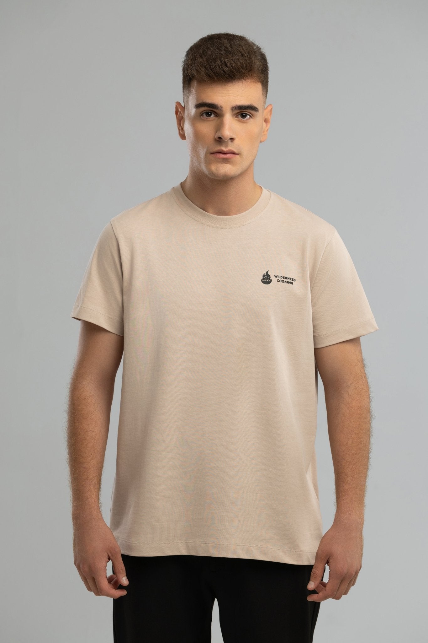 EU Mickey the Goat Inspired Stone T-Shirt with Side Wilderness Cooking Logo - Home&Wild