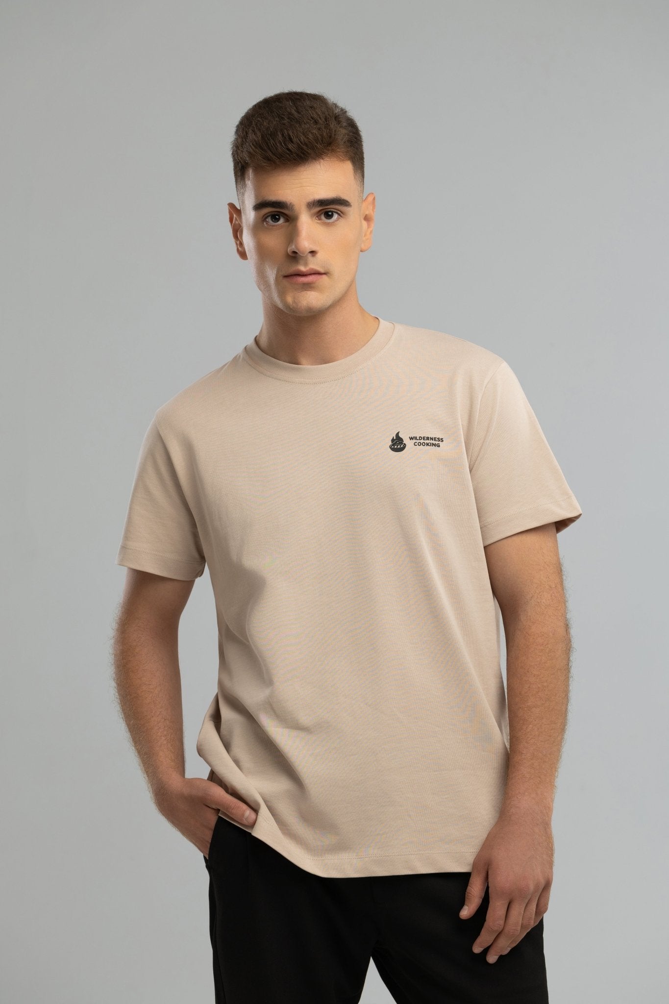 EU Mickey the Goat Inspired Stone T-Shirt with Side Wilderness Cooking Logo - Home&Wild