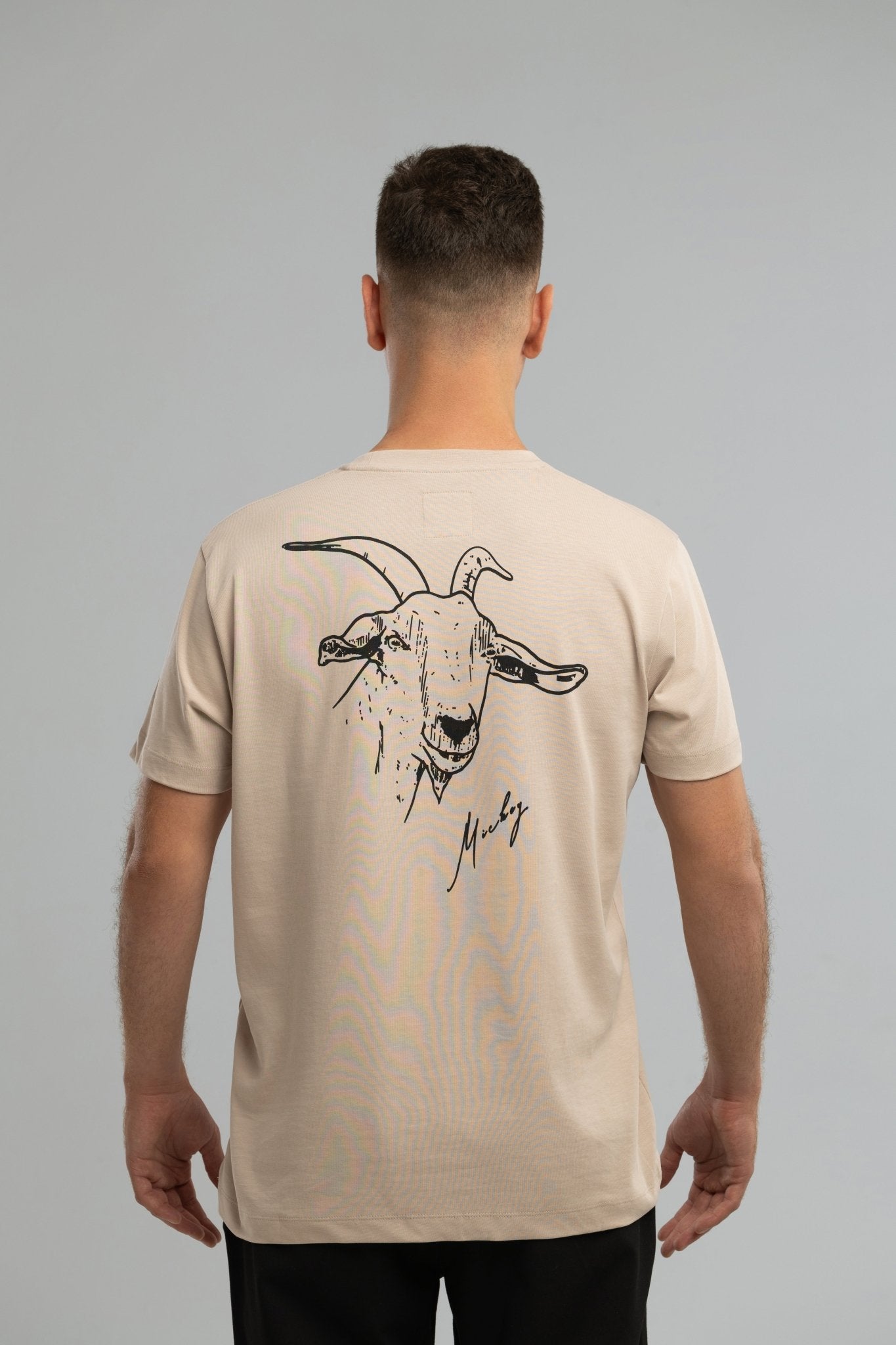 EU Mickey the Goat Inspired Stone T-Shirt with Side Wilderness Cooking Logo - Home&Wild