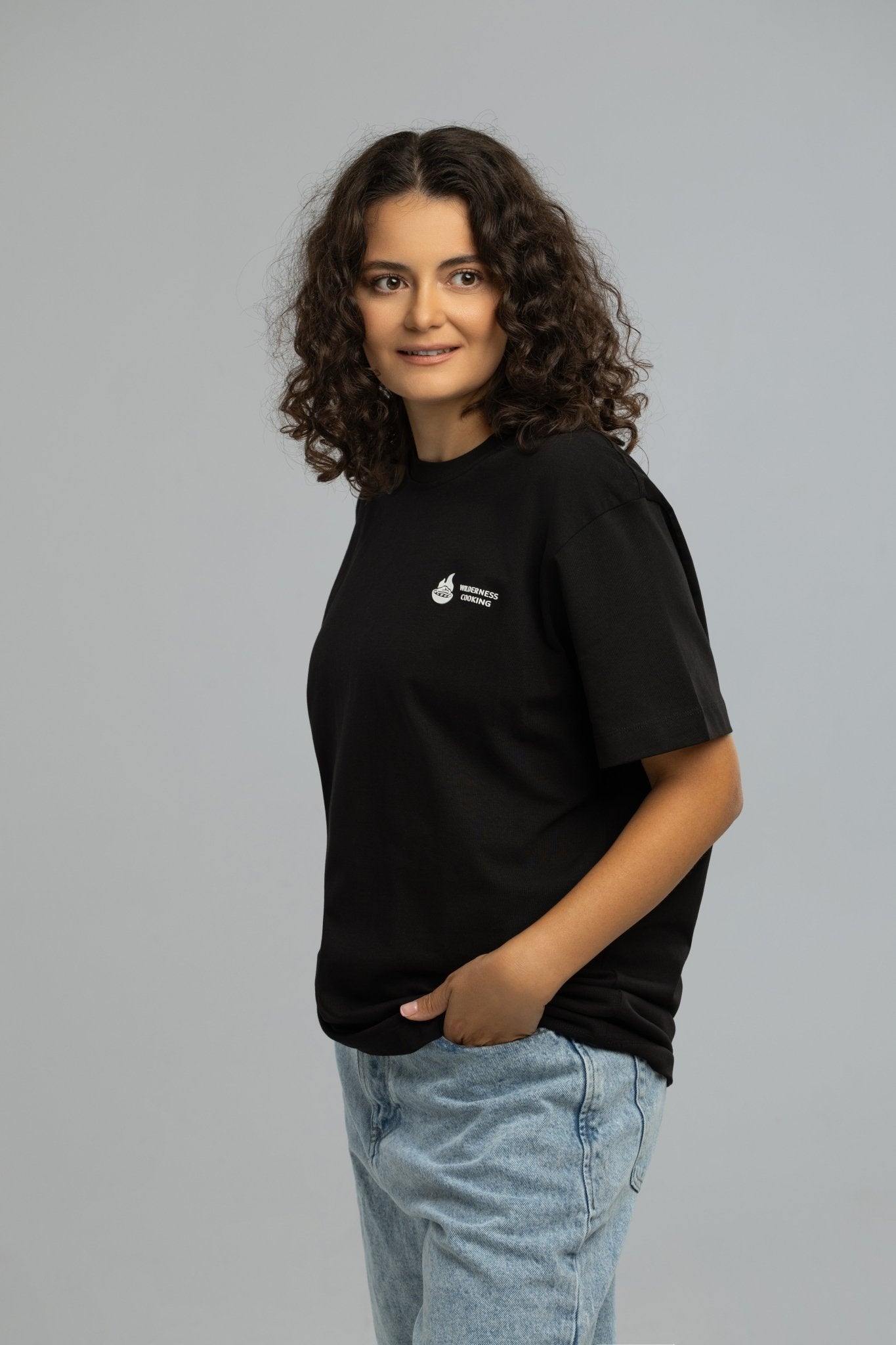 EU Monochrome Wilderness Cooking Logo Black T-Shirt - Home&Wild