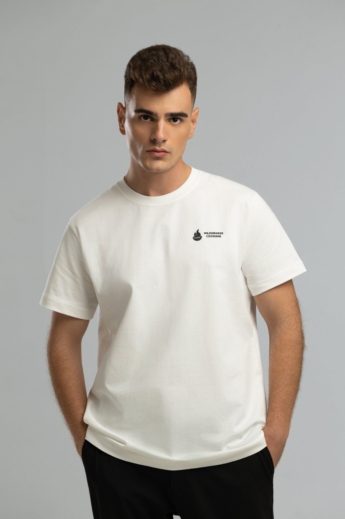 EU Monochrome Wilderness Cooking Logo Ecru T-Shirt - Home&Wild