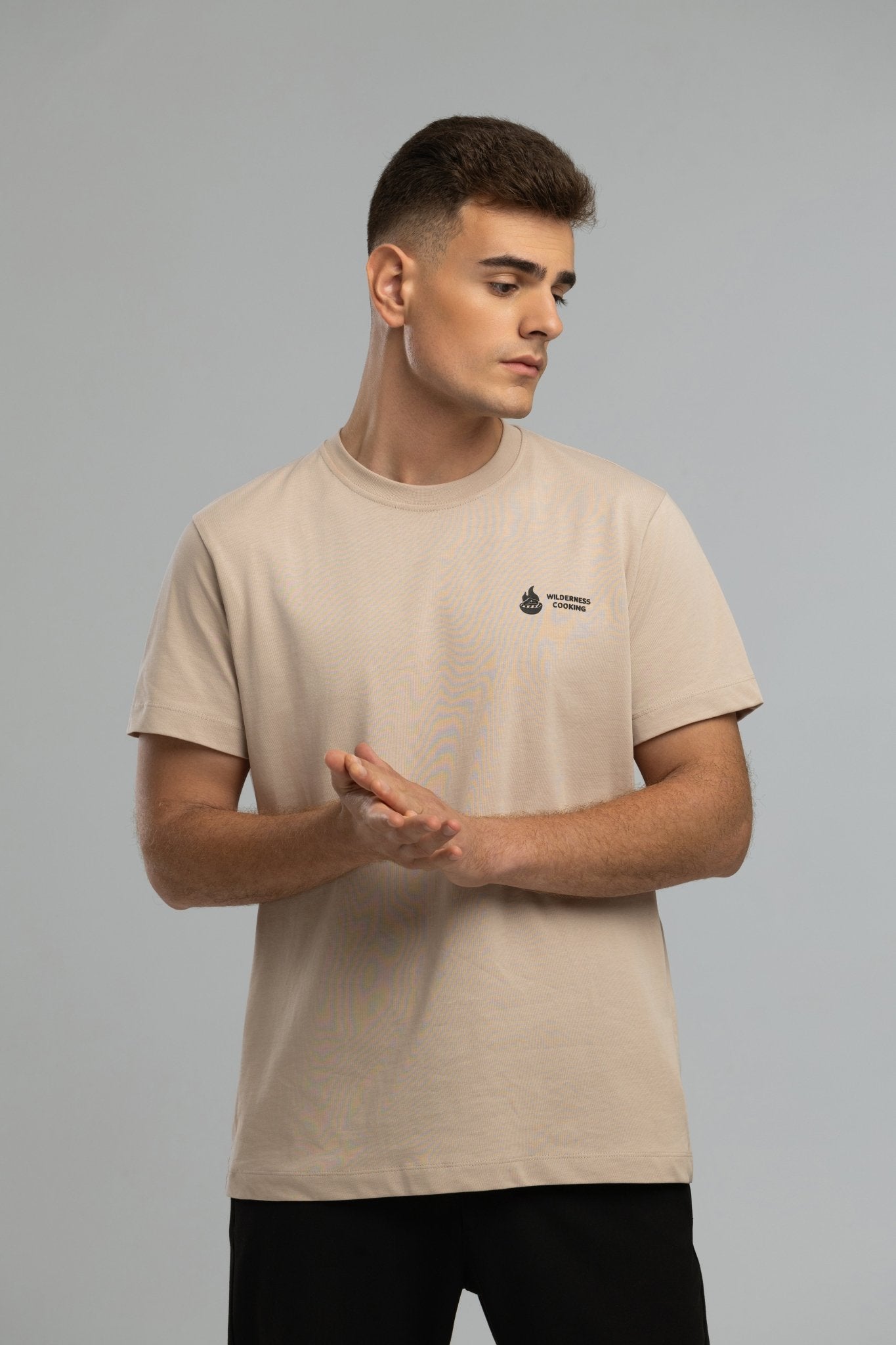 EU Monochrome Wilderness Cooking Logo Stone T-Shirt - Home&Wild