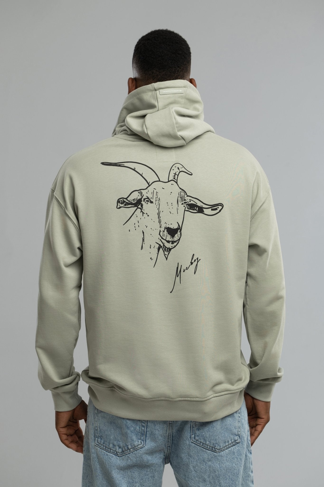 EU Pure Cotton Grey Hoodie Inspired by Mickey the Goat (Hoodie Gray Mickey Side Logo) - Home&Wild