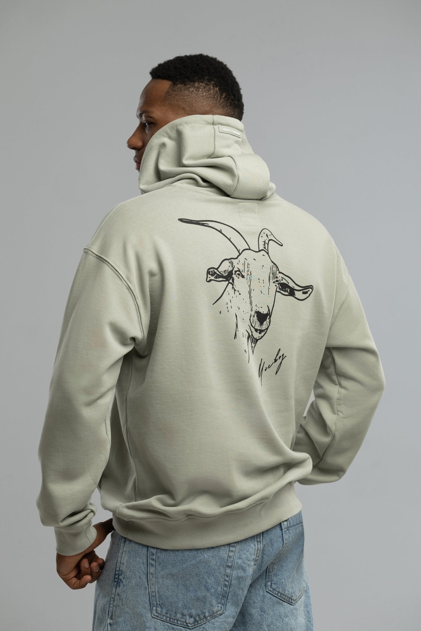 EU Pure Cotton Grey Hoodie Inspired by Mickey the Goat (Hoodie Gray Mickey Side Logo) - Home&Wild