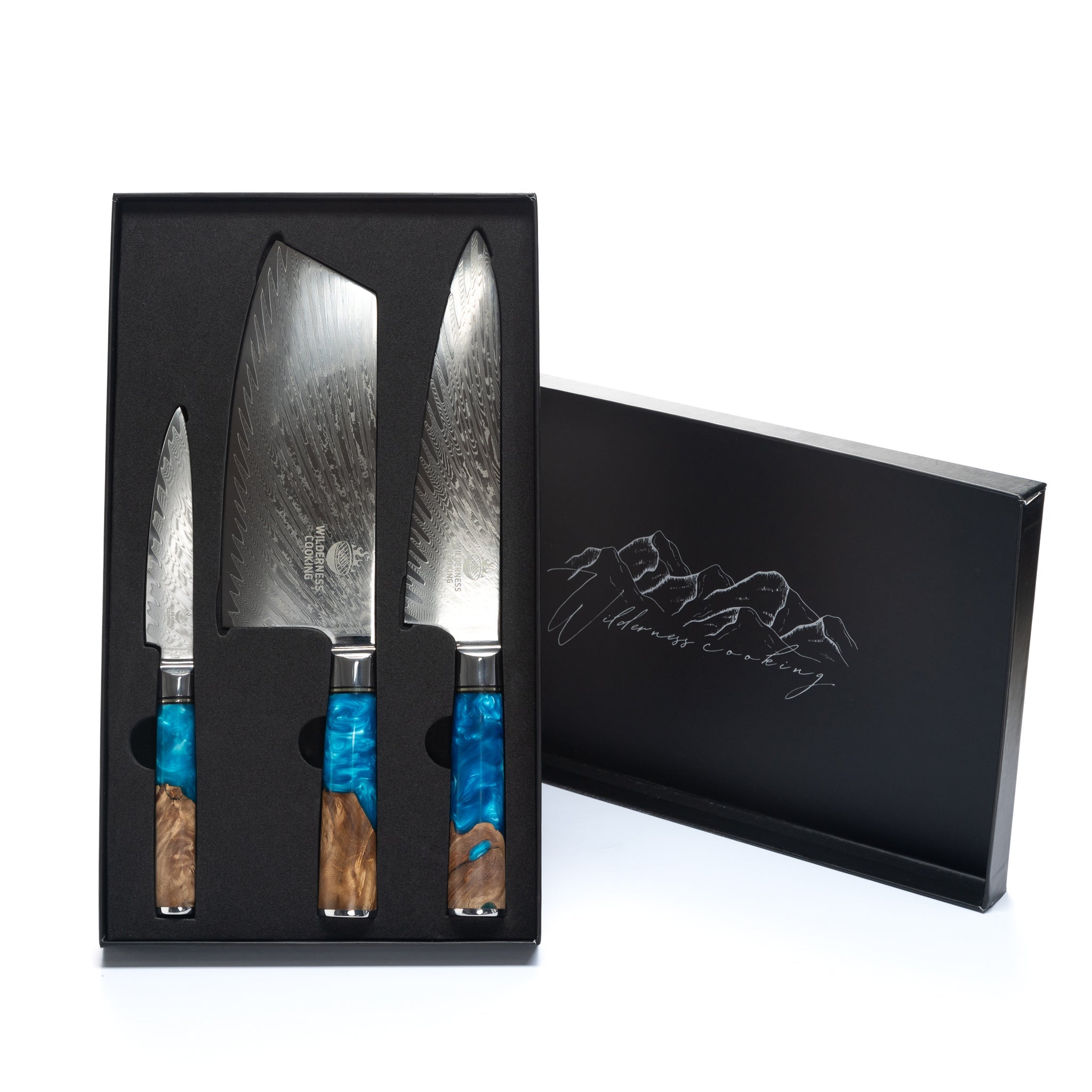Premium Damascus Knives Set of 3 - Home&Wild