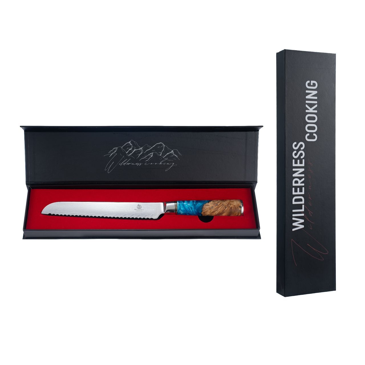 Premium Damaskus Serrated Knife - Home&Wild