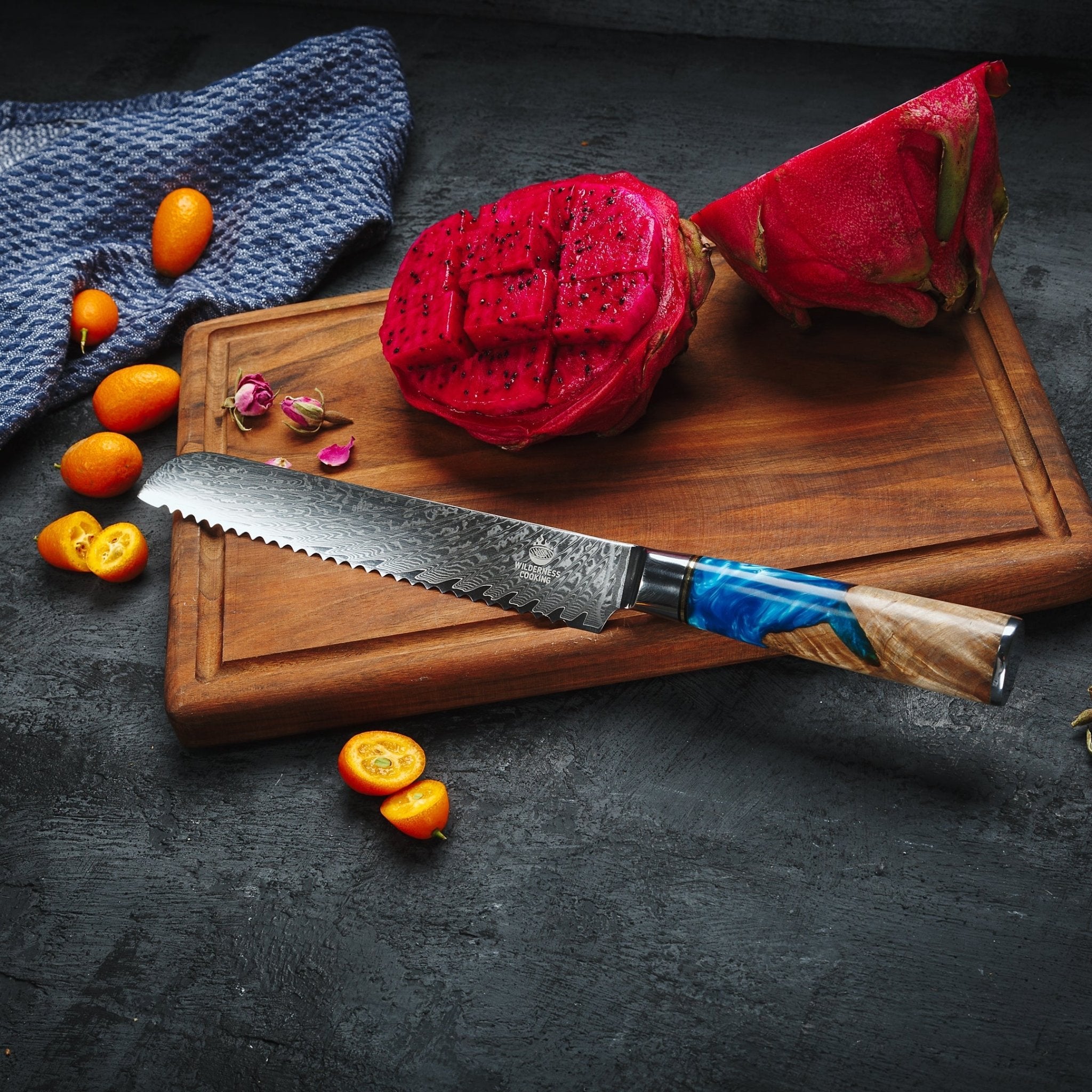Premium Damaskus Serrated Knife EU - Home&Wild