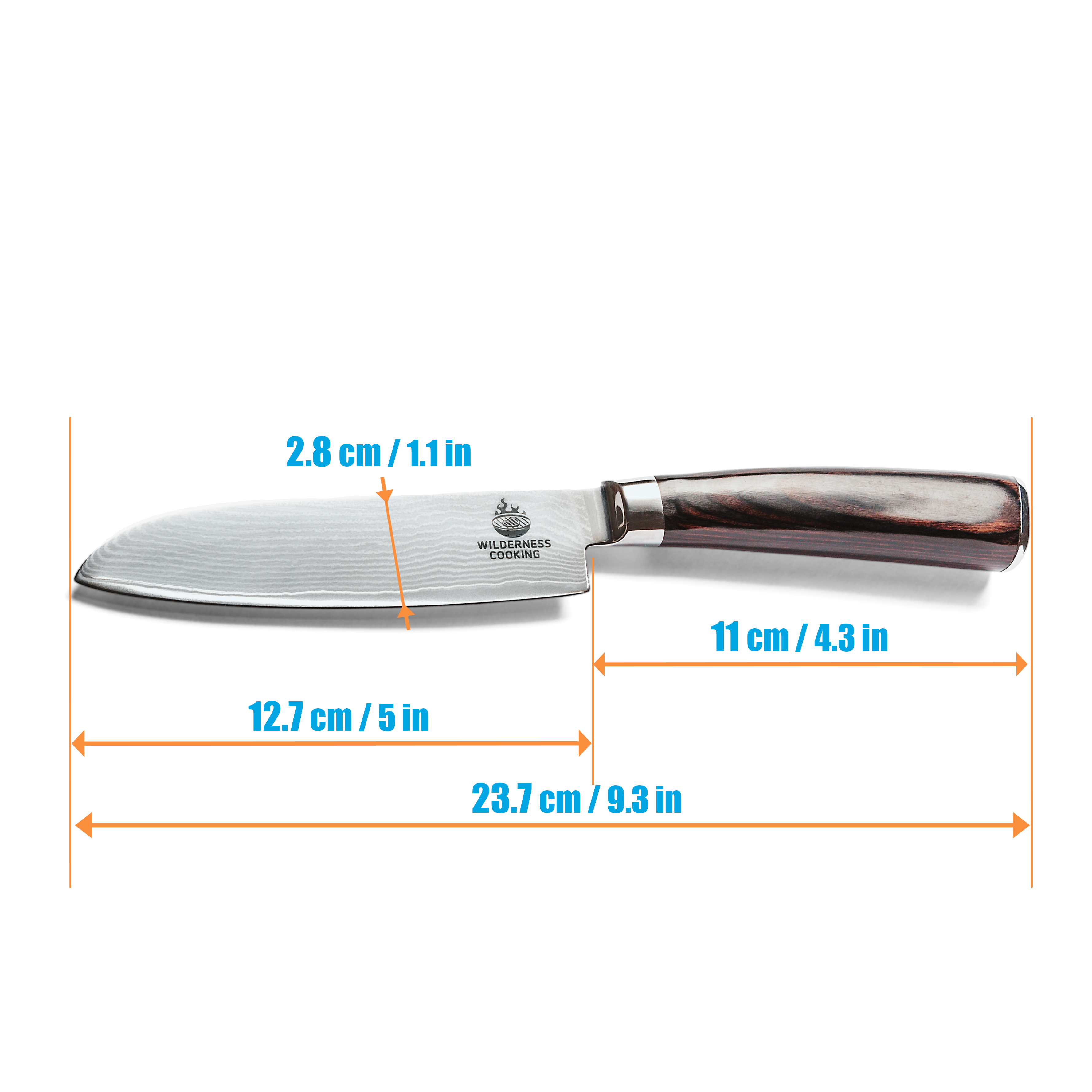 Damaskus Santoku Knife + Large Acacia Wood Bowl