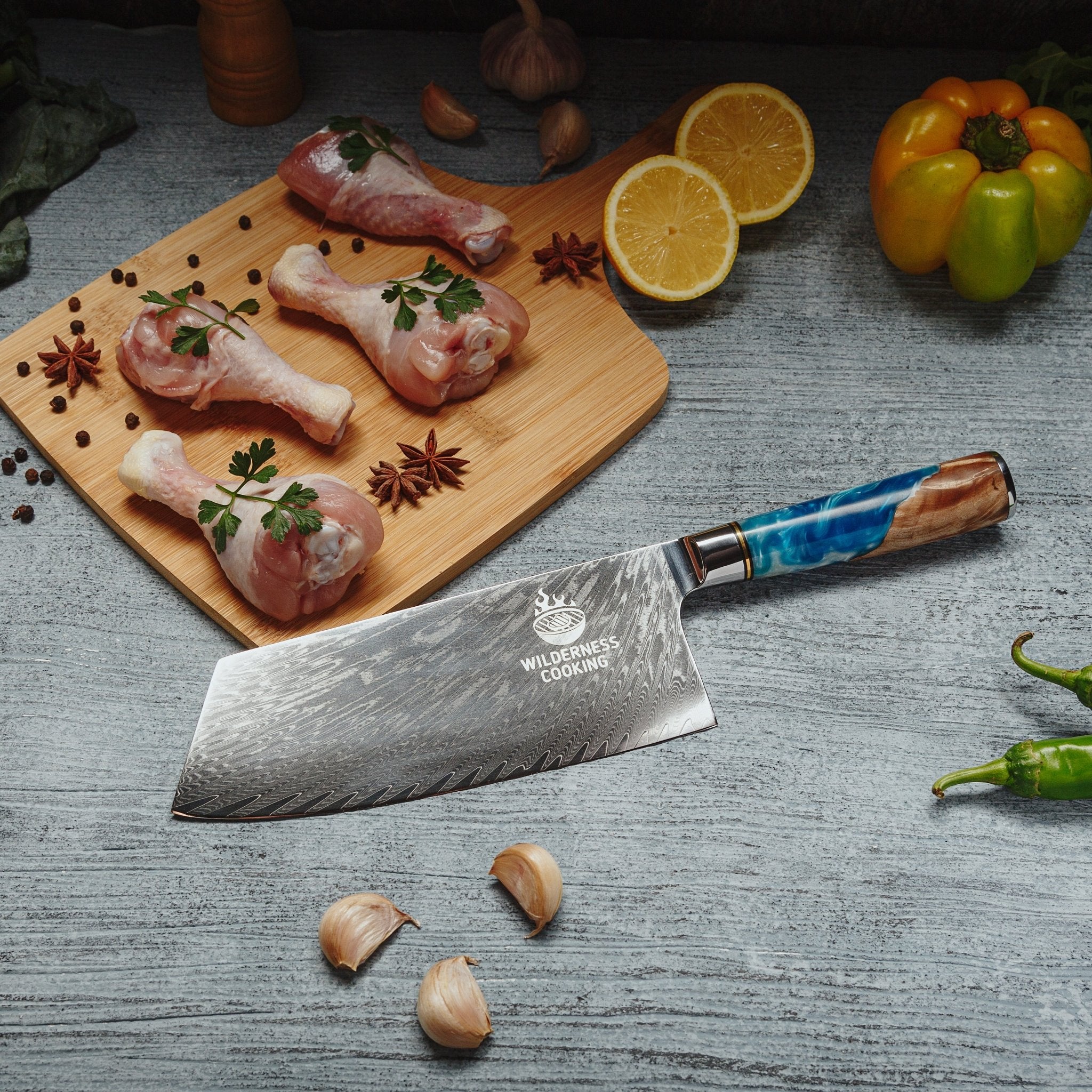 Premium Damascus Cleaver Knife - Home&Wild